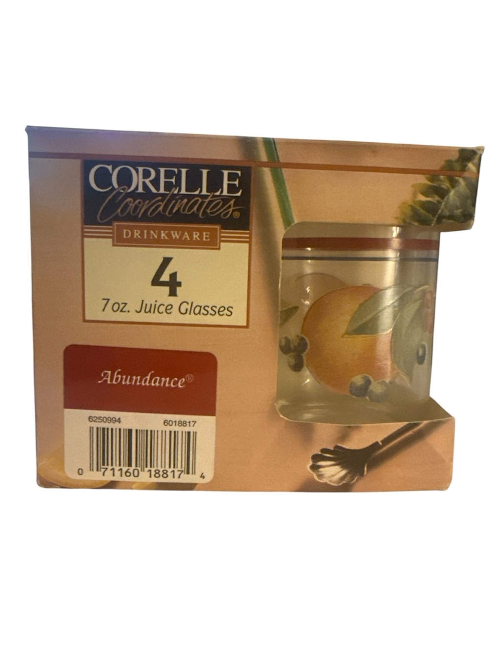 Y2K Corelle “Abundance” 7 oz Juice Glasses NEW